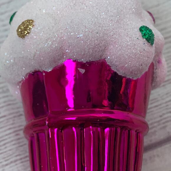 Ice Cream Cone Christmas Tree Ornament Set of 2 with Clips Plastic 5"L - Picture 14 of 16